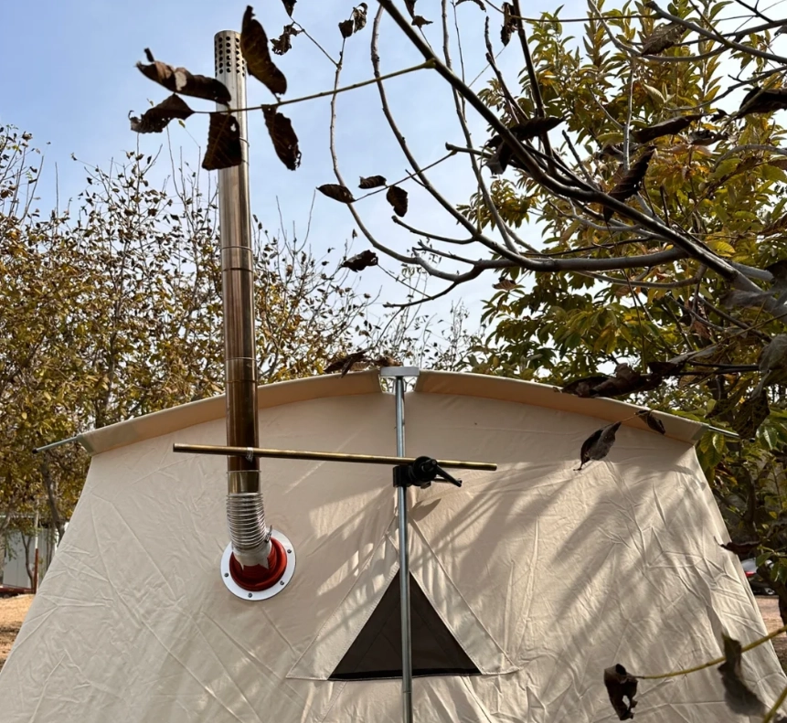 كيفية تركيب أنبوب مدخنة على موقد خيمة قماشية